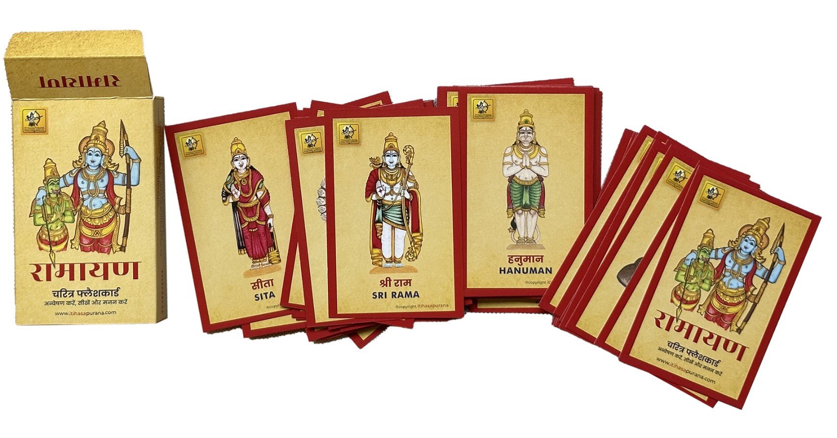Ramayana HINDI Flashcards – 55 Illustrated Character Cards in Hindi - Itihasapurana