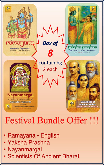 Festive Bundle of 8 - Ramayana, Yaksha Prashna, Nayanmargal and Scientists of Bharat - Each 2 - Itihasapurana