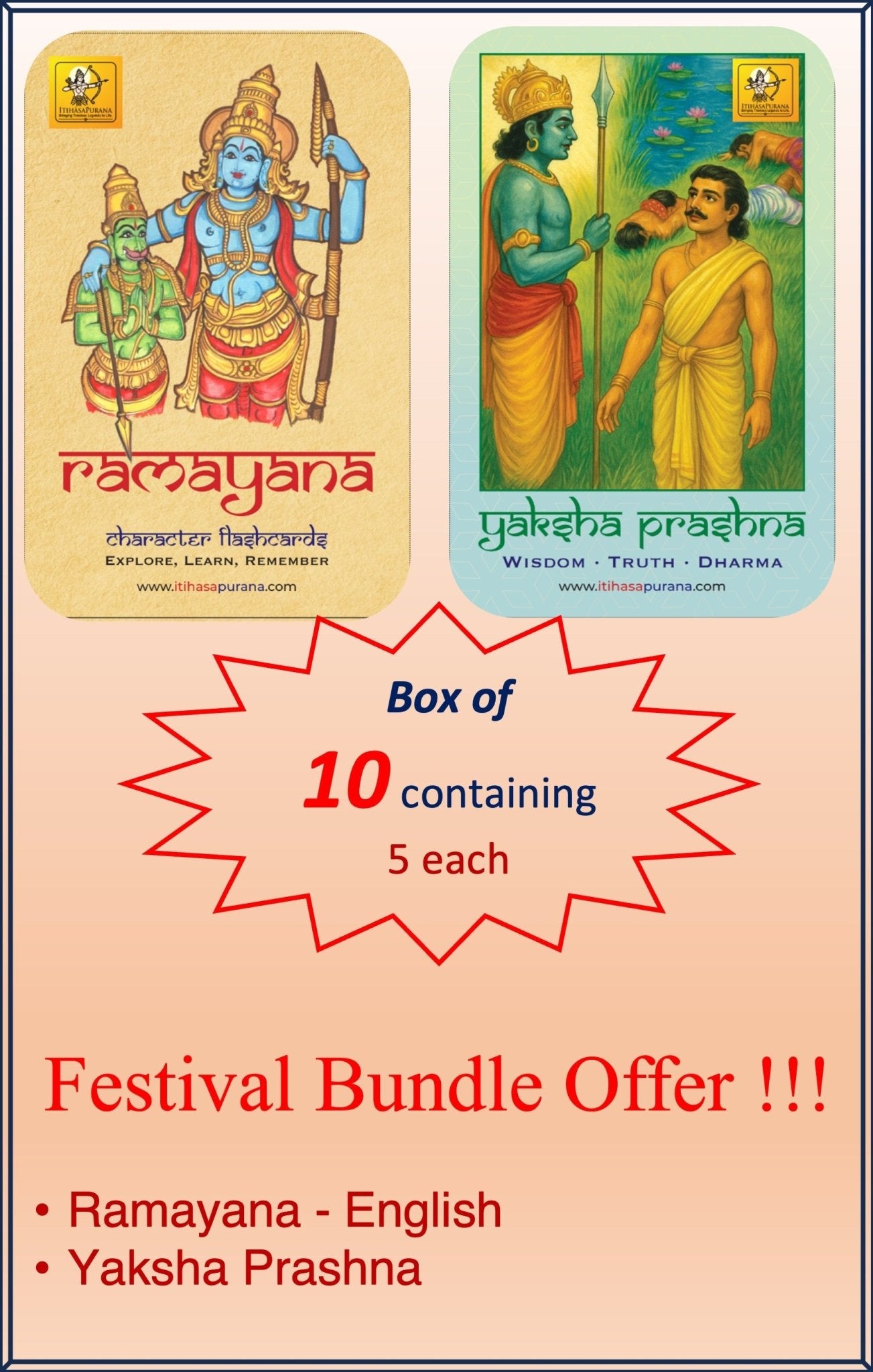 Combo - Ramayana & Yaksha Prashna 10 pack [ 5 Each ] - Itihasapurana